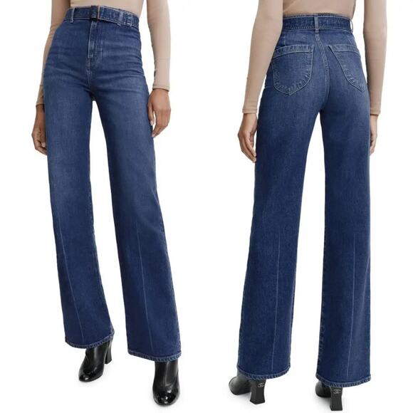 Reformation Dark Wash Amelie High Rise Wide Leg Jeans (Sz 26) - Picture 1 of 12